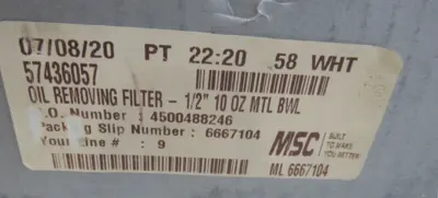 NEW JUPITER PNEUMATICS 57436057 OIL REMOVING FILTER 1041005010JP