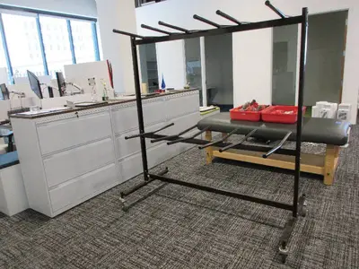 NATIONAL PUBLIC SEATING FOLDING CHAIR STORAGE AND TRANSPORT RACK