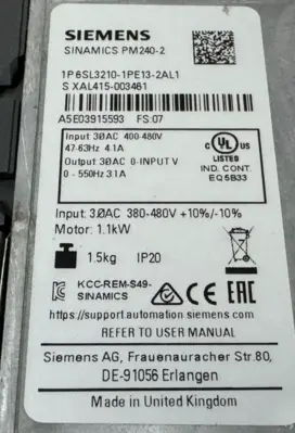 NEW SIEMENS 6SL3210-1PE13-2AL1 SINAMICS PM240-2 FREQUENCY CONVERTER