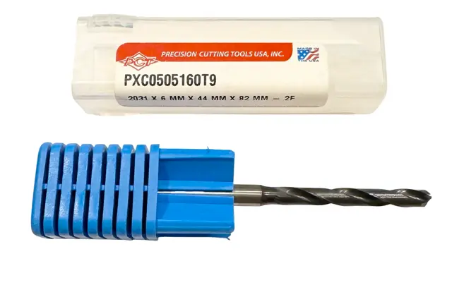 PCT .2031" Solid Carbide Drill 5xD TiAICN Coated 2 Flute Coolant Thru 150 Deg