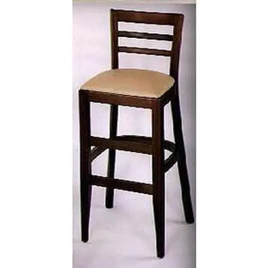 HARDWOOD STOOL - DARK WALNUT FINISH - UPHOLSTERED SEATS - SIX COLORS