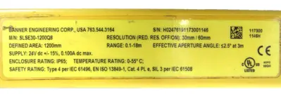 USED BANNER SLSE30-1200Q8 SAFETY LIGHT CURTAIN EMITTER SLSE301200Q8