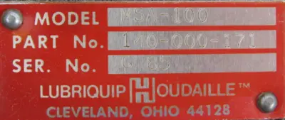 USED LUBRIQUIP MSA-100 LUBRICATION PUMP 140-000-171