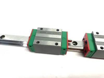 USED HIWIN LINEAR GUIDEWAY BLOCK AND RAIL, 2-BLOCKS, 300MM RAIL