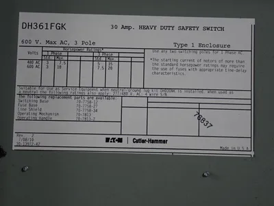 Eaton 30 A Heavy Duty Switch