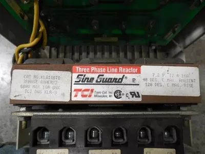 USED Three Phase Line Reactor 600 Volt 16 Amp Trans Coil Inc KLC16B Output Filter / Line Reactor Assembly KLR16BTB