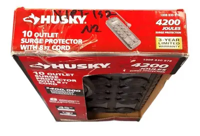 Husky | 8 ft. 10-Outlet Power Surge with Rubber Cover