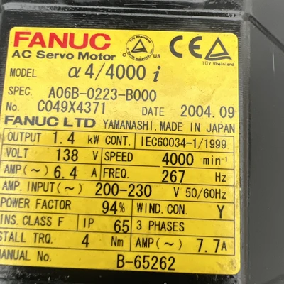 Used FANUC A06B-0223-B000 Servo Motors California US | Davliegogo LLC #1705485