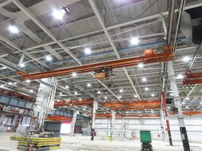 Cleveland Tramrail P&H 4 Ton Single Girder Underhung Bridge Crane 45' 10" Span