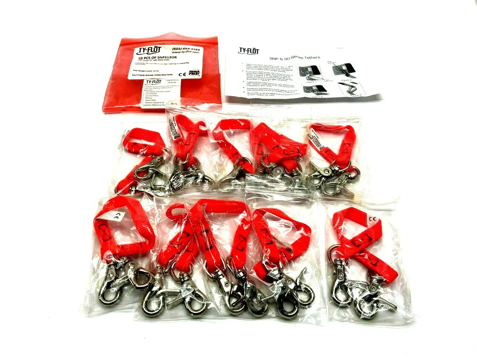 SNPS12OR | TY-FLOT Heavy Duty 12" Key Ring Tool Leash Lanyard Keychain Tether LOT OF 10 - New with tags