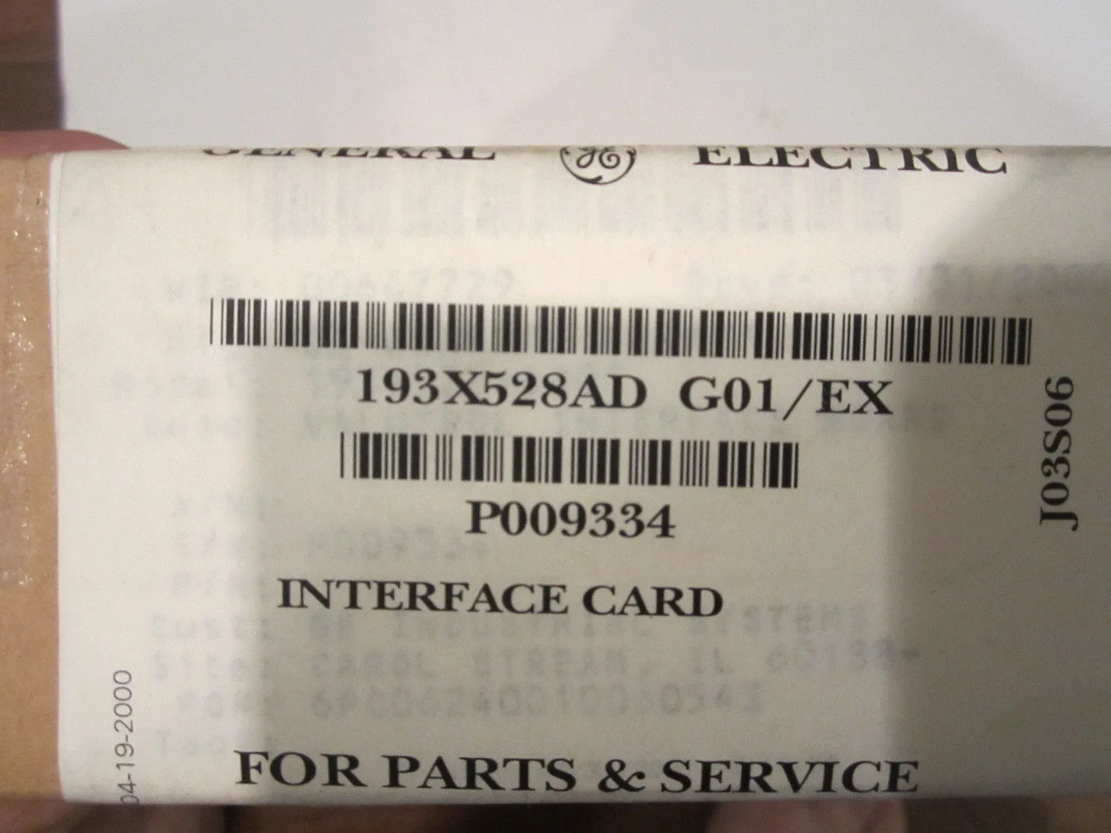 USED GENERAL ELECTRIC GE 193X528ADG01 INTERFACE CARD