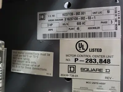 USED SQUARE D MODEL 6