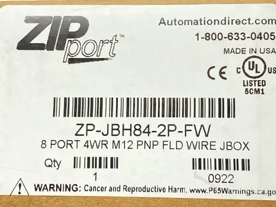 USED AUTOMATIONDIRECT ZIPPORT JUNCTION BLOCK 8-PORT M12 5-PIN 3A 48V