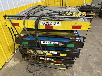 3,000 LBS X 48" X 48" ROTO-MAX HYDRAULIC SCISSOR LIFT TABLE W/ ROTARY LEWCO ROLLER CONVEYOR TOP, 110 VOLT: STOCK #20875