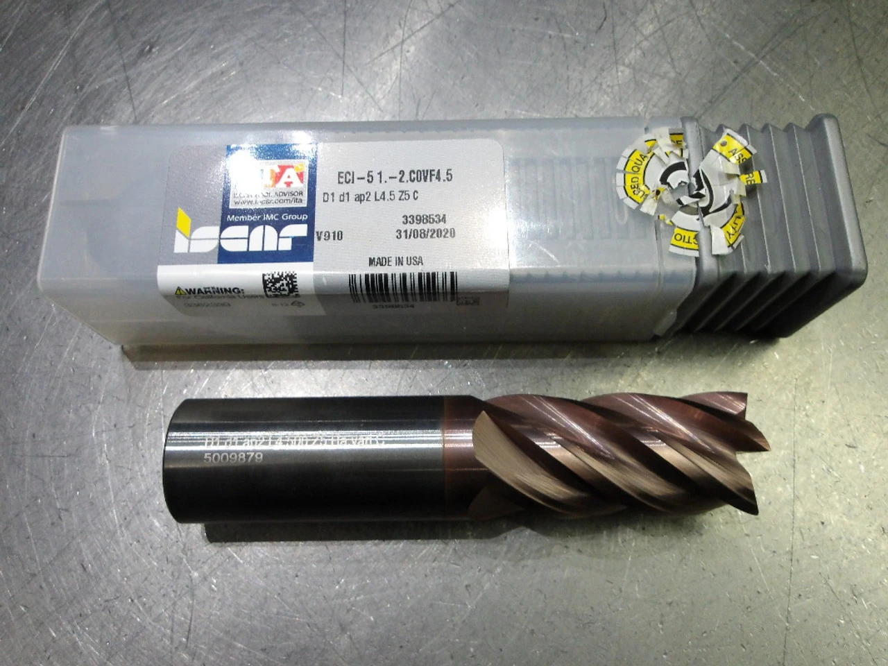 Iscar 1" 5 Flute Carbide SQ Endmill 1" Shank ECI-51.-2.C0VF4.5 (LOC3638B)