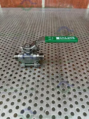USED INLINE INDUSTRIES STAINLESS STEEL BALL VALVE W/ 1/2" SANITARY FITTING
