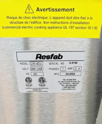 Used RESFAB VENTLESS FRYER Cookers / Coolers / Fryers British Columbia CA | Surrey Food Equipment #1556644
