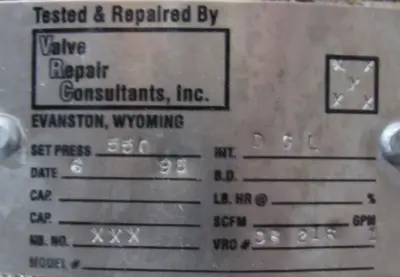 REFURBISHED CONSOLIDATED 1910L/P3-1 RELIEF VALVE SIZE 4 SET@ 550 PSI 4036922U
