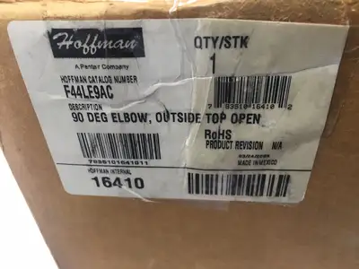 F44LE9AC | Hoffman  Elbow 90-Degree Outside Top Opening 4.00x4.00 Gray Steel - New