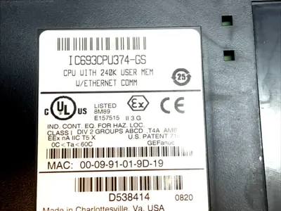 USED GE FANUC CPU 374 ETHERNET SERIES 90-30 PLC PROCESSOR