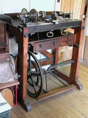 2581-385 Antique Goyen Ornamental Turning Lathe – Circa 1871, with Accessories