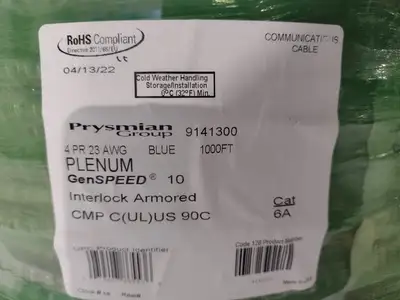 NEW PRYSMIAN GENSPEED 10, CAT-6A COMMUNICATION ETHERNET CABLE