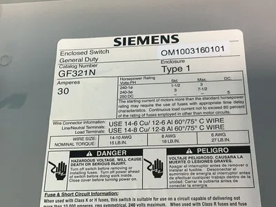Used SIEMENS GF321N Disconnects Ohio US | HGR 24 #1272627