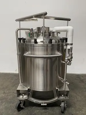 USED ABEC STAINLESS TECHNOLOGY CV-24300-1 300 LITER JACKETED CRYO VESSEL -112° F TO 280° F