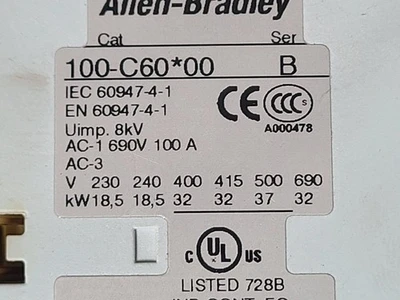 Allen Bradley Contactor 100-C60*00 Series B 100 Amp 100-S