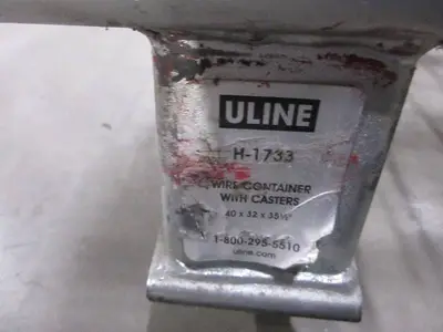 U-LINE, COLLAPSIBLE, WIRE CONTAINER WITH CASTERS.