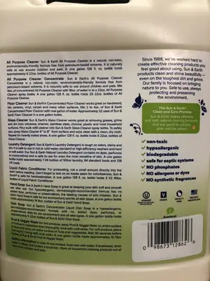 2 Gallons Sun & Earth All Natural Unscented Liquid Fabric Softener/Conditioner