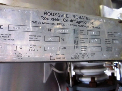 (6) Robatel BXP 800 centrifugal extractors, 316L SS.