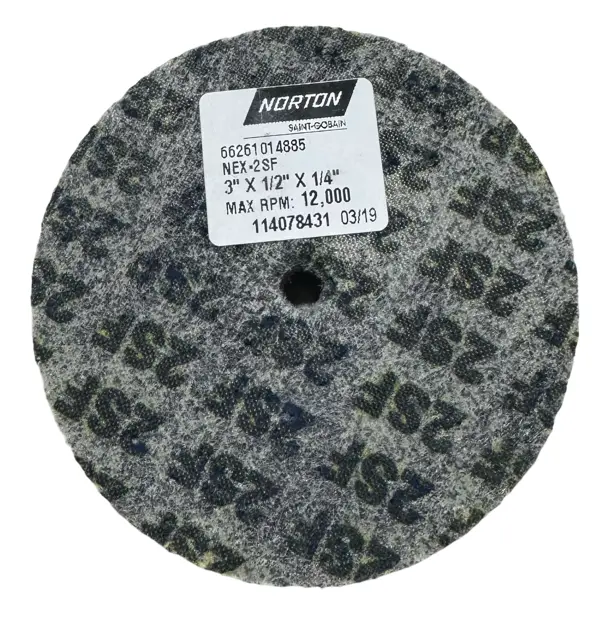 Norton Bear-Tex 3" x 1/2" x 1/4" Unified Deburring Wheel NEX-2SF Silicon Carbide