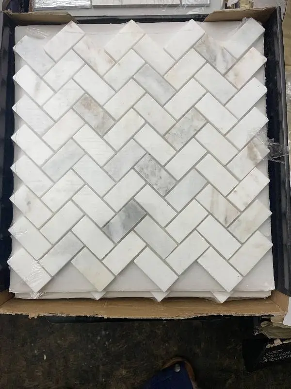 MSI Arabescato Vendalo White Herringbone Marble Tile Mosaic - 2 Boxes