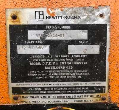 USED HEWITT-ROBINS V11 VIBRATORY SCREENER