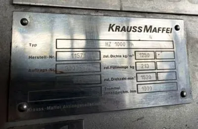 Krauss-Maffei HZ 1000 Ph CIP peeler centrifuge, 316L SS.
