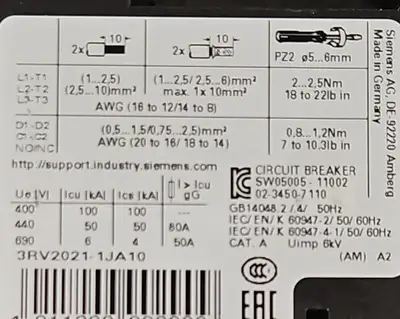 Siemens 32RV2021-1JA10 SIRIUS Circuit Breaker 4D-21