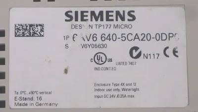 NEW SIEMENS 6AV6-640-5CA20-0DP0 OPERATOR INTERFACE TP177 MICRO