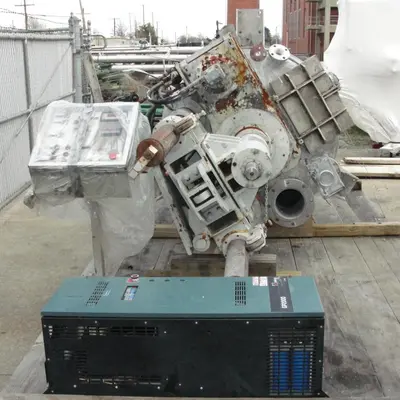 SPC6338  Mixer and Blender 400 gallon capacity Buhler vacuum mixer scrape and dispersion agitator, FV and 3 psi @ 250°F internal, 50 psi @ 250°F jacket