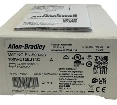 ALLEN BRADLEY 100S-E12EJ14C CONTACTOR SER.A 100SE12EJ14C NEW, SURPLUS