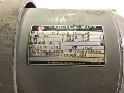 U.S. Electrical Motors 62.12505.881 1/2HP Dual Shaft Electric Motor 1745RPM 3PH