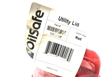 NEW OILSAFE MULTIPURPOSE UTILITY LID, 48MM OPENING, RED