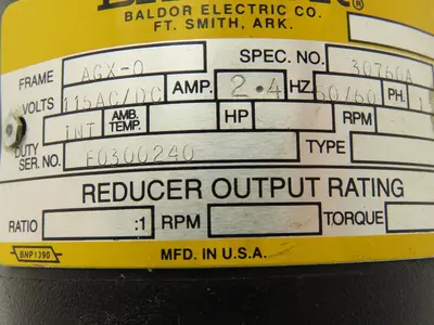 Baldor Oildyne AGX-0 Hydraulic Pump Power Unit 115V 1PH 5B1-1RLB-NVSDE-SPECIAL