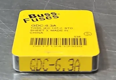 BUSSMANN GDC-6.3A Fuse T/250 pk w/2 boxes loc4A28