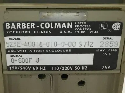 USED BARBER COLMAN 523E-40016-010-0-00 9712