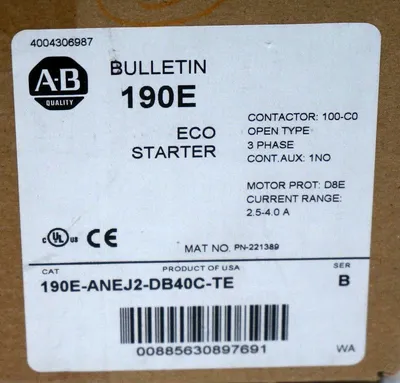 NEW ALLEN BRADLEY 190E-ANEJ2-DB40C-TE ECO STARTER SER. B, 221389