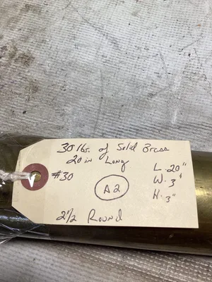 Machined Brass C360; Lathe Stock Bar; 20″ X 2 1/2″ Round Brass Bar
