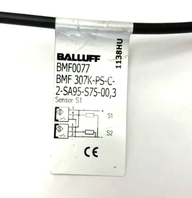 NCDMB075-0600, BMF 307K-PS-C-2-SA95-S75-00,3 | SMC NCDMB075-0600 Air Cylinder w/ Balluff BMF 307K-PS-C-2-SA95-S75-00,3 Sensor - Used