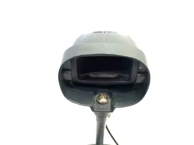 USED KEYENCE REV. H STANDARD CODE READER, WIRED, RED LED W/ COMM CABLE & STAND
