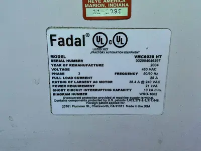 Used 2004 FADAL VMC6030 HT Vertical Machining Centers Ohio US | HGR 24 #1343717